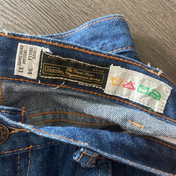 VINTAGE SEARS MEN'S STORE MINI FLARE / BOOTCUT JEANS SIZE 34/33 - Picture 2 of 11